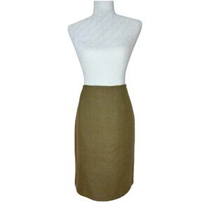 Yves Saint Laurent Women's Tan Linen Designer Lux Straight Pencil Skirt FR44/W33